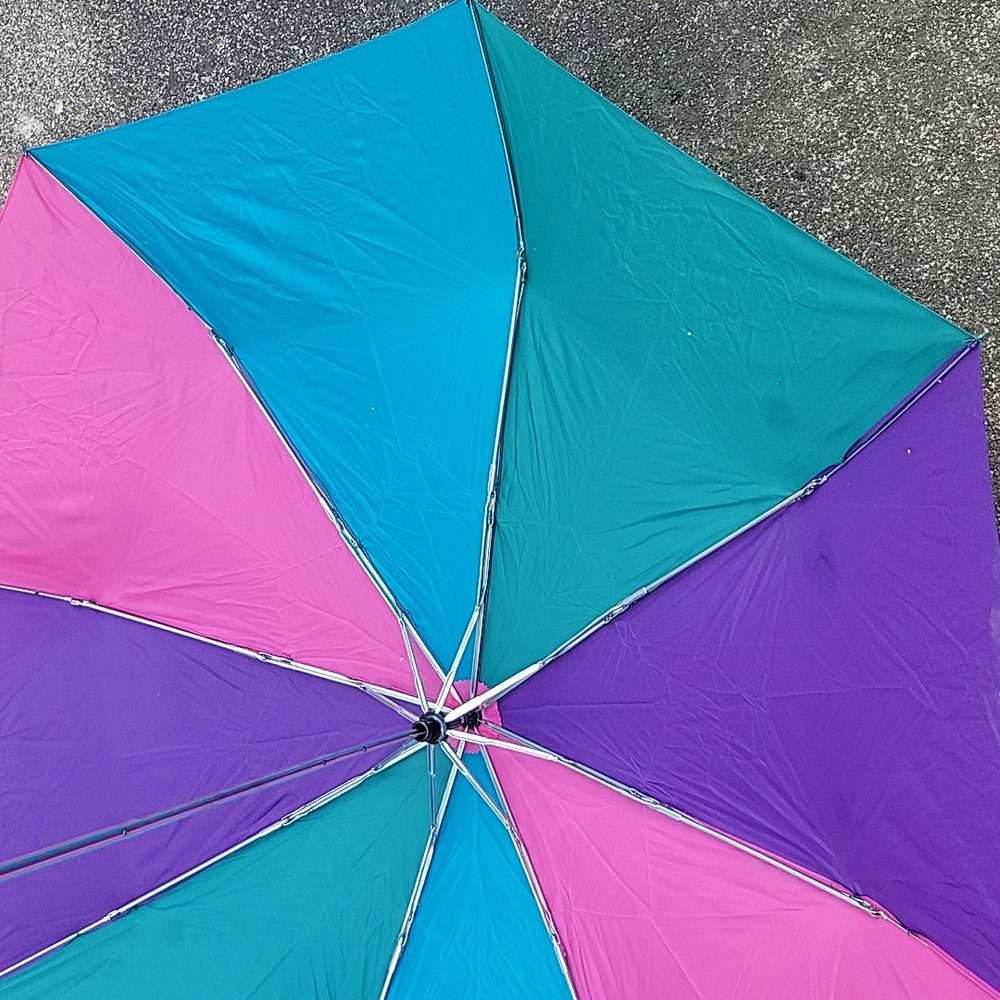 90's Colorful Umbrella. Irw International Rainwear 29" Handle 39" Across. View 6